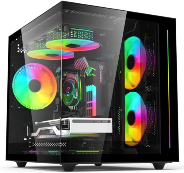 Gaming PC Intel Core I5-12400F(2.5GHz 6Cores 12Threads UP to 4.4GHz) 32G RAM Nvme 1TB SSD Nvidia Geforce RTX 4060 8G RGB Fanx5 650W PSU Windows11 Desktop Computer Black