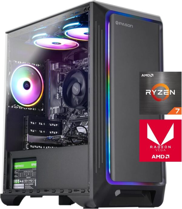 Gaming PC Desktop – AMD Ryzen7 5700G 3.8GHz, AMD Radeon Graphics, 1TB NVME SSD, 16GB DDR4 RAM 3200, 550W PSU, Windows 11 Home 64-bit